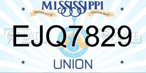 EJQ7829 Mississippi License Plate