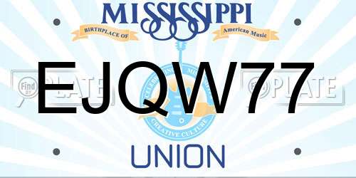 EJQW77 Mississippi License Plate