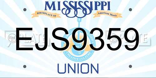 EJS9359 Mississippi License Plate