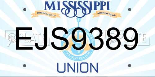 EJS9389 Mississippi License Plate