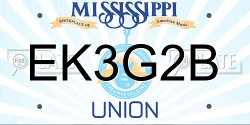 EK3G2B Mississippi License Plate