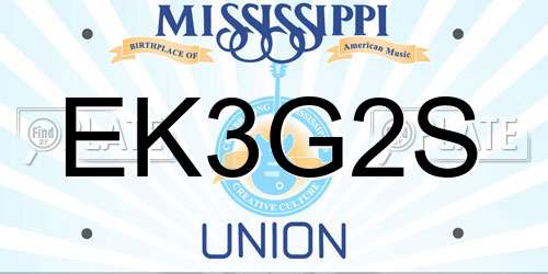 EK3G2S Mississippi License Plate