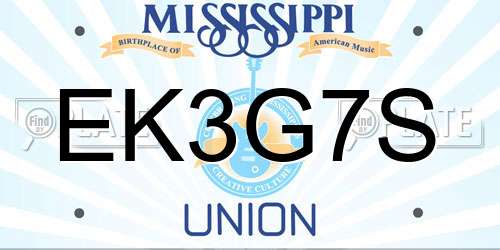 EK3G7S Mississippi License Plate