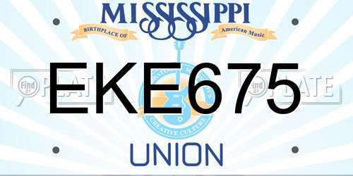 EKE675 Mississippi License Plate