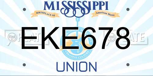 EKE678 Mississippi License Plate