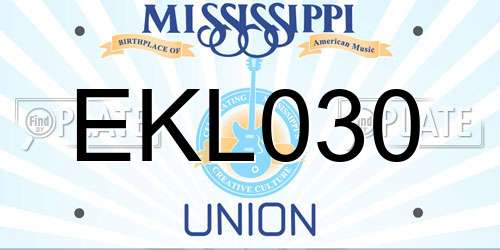 EKL030 Mississippi License Plate