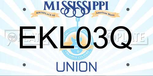 EKL03Q Mississippi License Plate