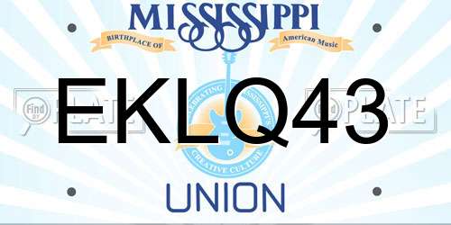 EKLQ43 Mississippi License Plate