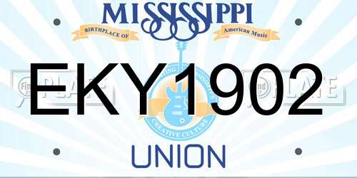 EKY1902 Mississippi License Plate