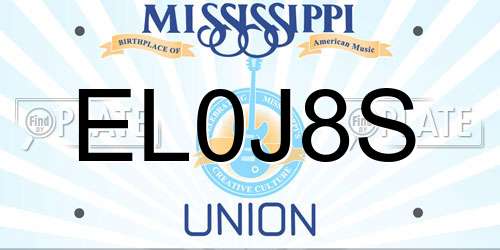 EL0J8S Mississippi License Plate