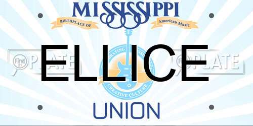 ELLICE Mississippi License Plate