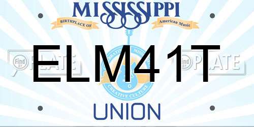 ELM41T Mississippi License Plate