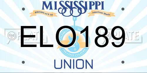 ELO189 Mississippi License Plate