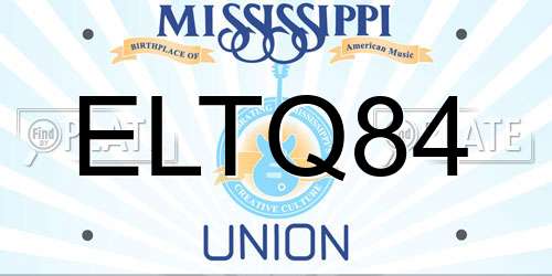 ELTQ84 Mississippi License Plate