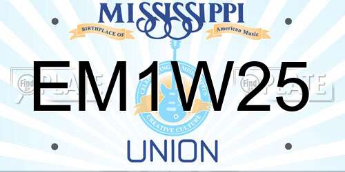 EM1W25 Mississippi License Plate