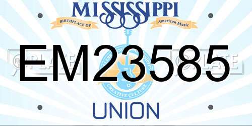 EM23585 Mississippi License Plate