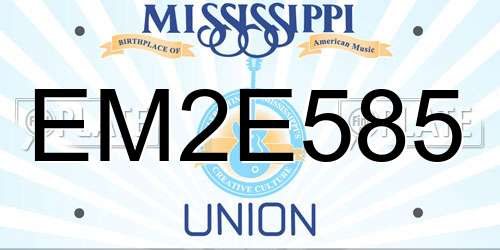 EM2E585 Mississippi License Plate