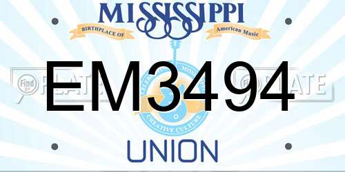 EM3494 Mississippi License Plate