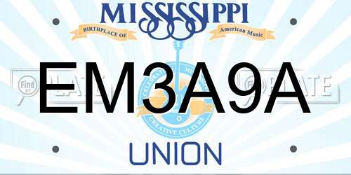 EM3A9A Mississippi License Plate