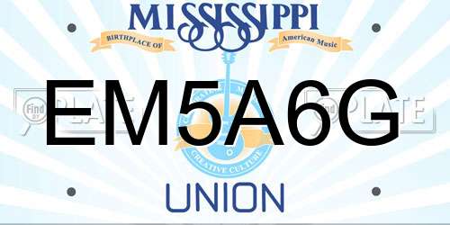 EM5A6G Mississippi License Plate