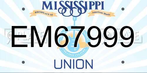 EM67999 Mississippi License Plate