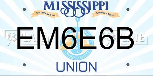 EM6E6B Mississippi License Plate