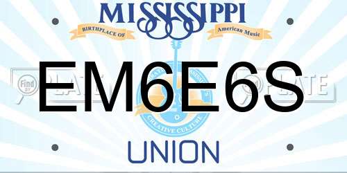 EM6E6S Mississippi License Plate