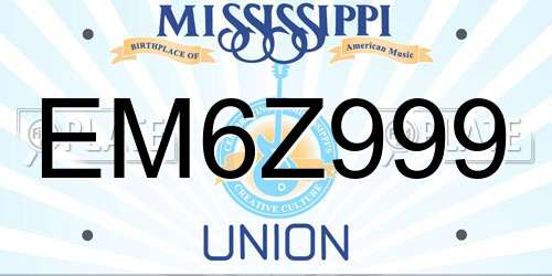EM6Z999 Mississippi License Plate