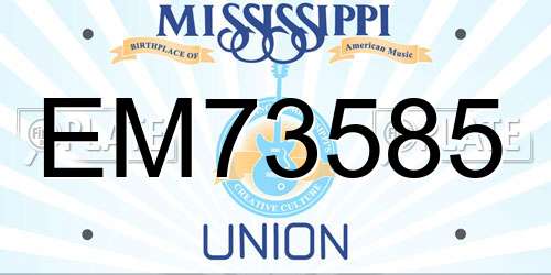 EM73585 Mississippi License Plate