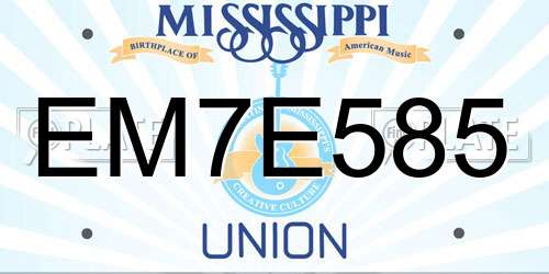 EM7E585 Mississippi License Plate