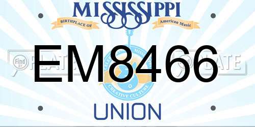 EM8466 Mississippi License Plate