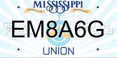 EM8A6G Mississippi License Plate