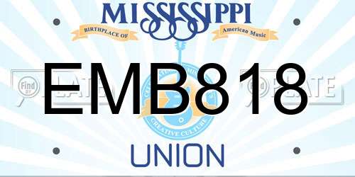 EMB818 Mississippi License Plate