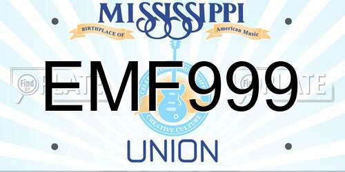 EMF999 Mississippi License Plate