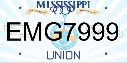 EMG7999 Mississippi License Plate