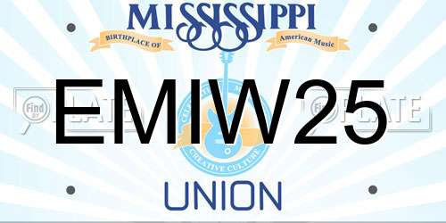 EMIW25 Mississippi License Plate