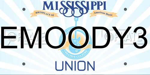 EMOODY3 Mississippi License Plate