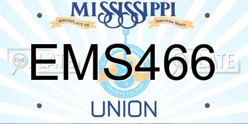 EMS466 Mississippi License Plate