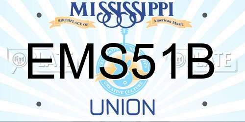 EMS51B Mississippi License Plate