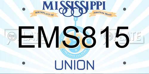 EMS815 Mississippi License Plate