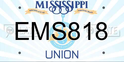 EMS818 Mississippi License Plate