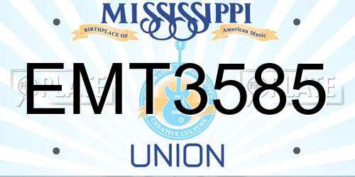 EMT3585 Mississippi License Plate