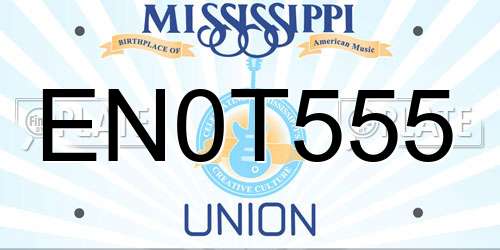 EN0T555 Mississippi License Plate