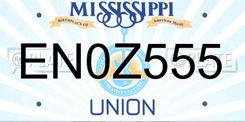 EN0Z555 Mississippi License Plate