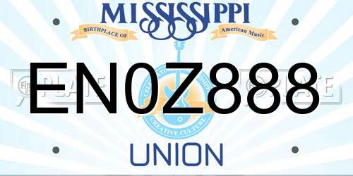 EN0Z888 Mississippi License Plate