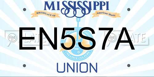 EN5S7A Mississippi License Plate