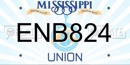 ENB824 Mississippi License Plate