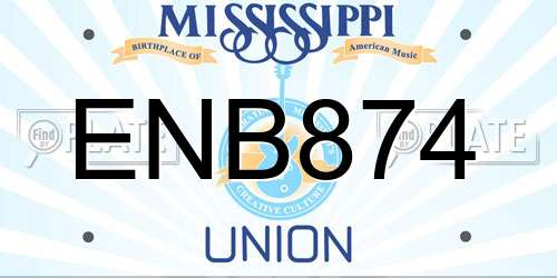 ENB874 Mississippi License Plate