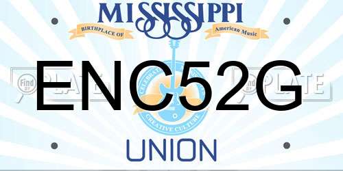 ENC52G Mississippi License Plate