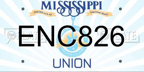 ENC826 Mississippi License Plate